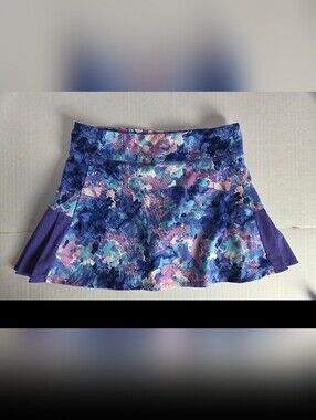 Abstract Watercolor Print Athletic Skort in Purple With Blue